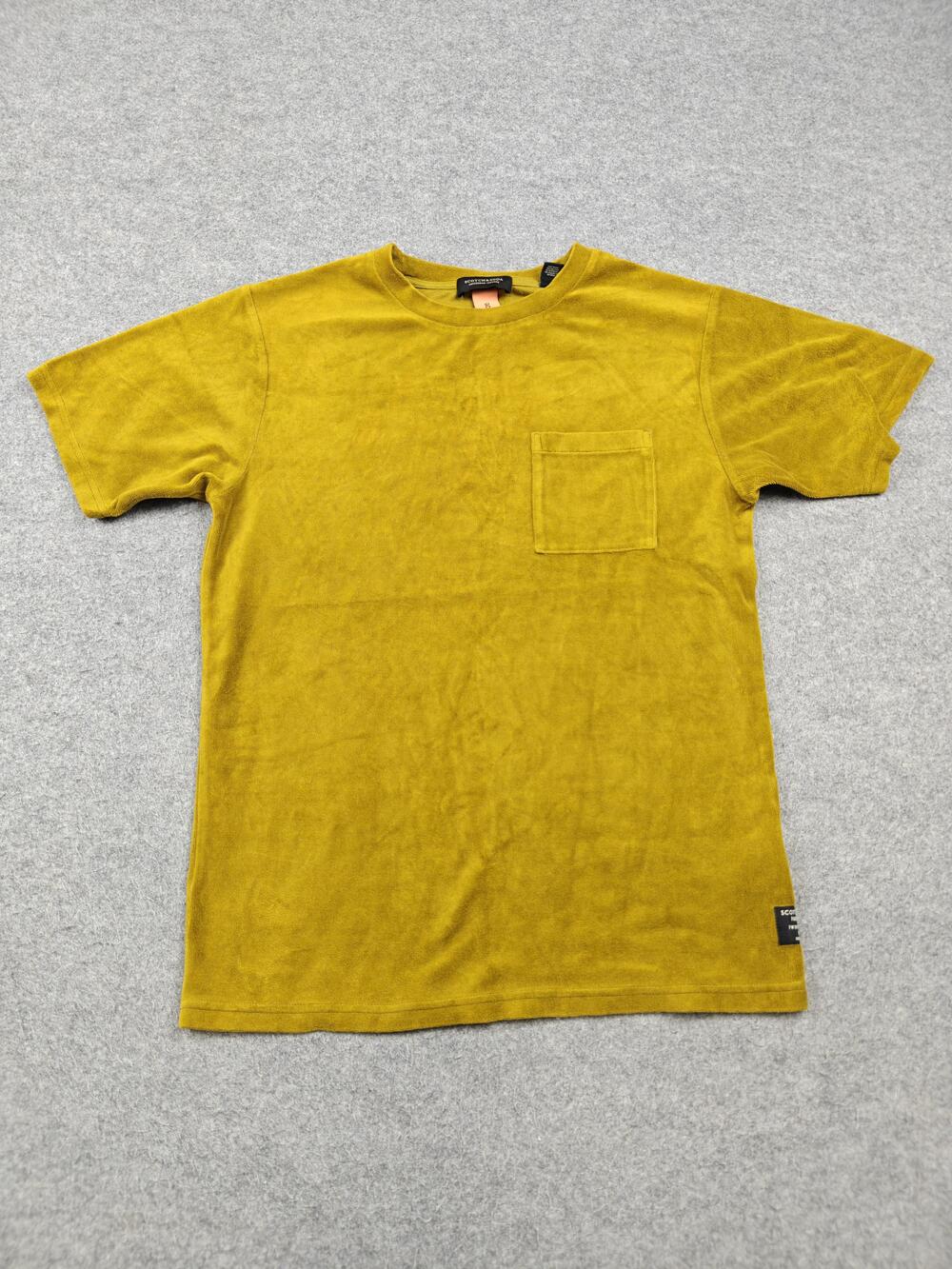 Scotch & Soda Shirt Mens Small Yellow Paris Getaway Cotton Crewneck Pocket Logo
